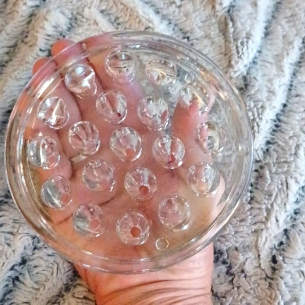 CLEAR FLOWER‎  Holder  Vintage &MakeUp Brush Glass Frog 20  Holes ExLarge
